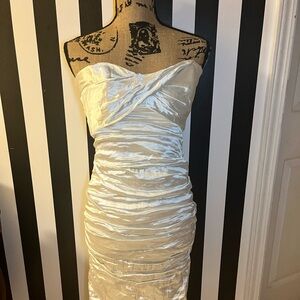 Halston Heritage Strapless Cream Dress